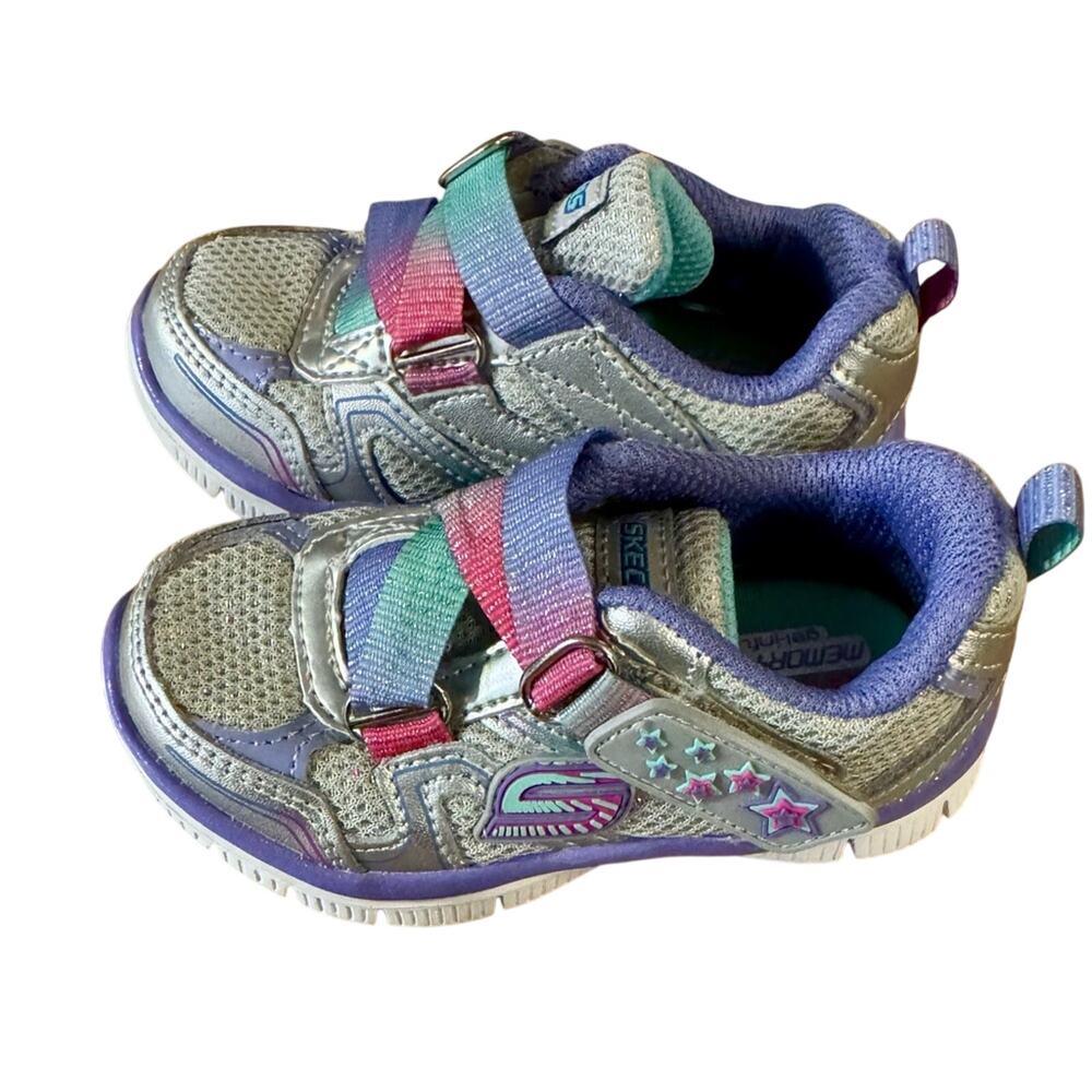 Skechers Kids' Silver Purple Memory Foam Sneakers, Toddler Size 6